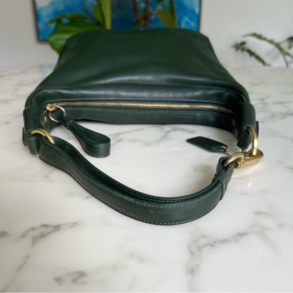 COACH Vintage Y2K Amanda Hobo 6950 Green Leather Brass Shoulder Bag - Picture 14 of 16